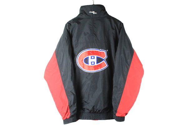 Vintage Canadiens Montreal Jacket XLarge made in Korea retro black big logo 90s retro Chalk Line Hockey NHL USA Canada jacket with a lining