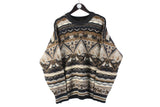 Vintage Bogner Sweater XLarge winter abstract pattern luxury made in Germany pullover 90s jumper