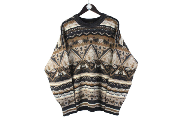 Vintage Bogner Sweater XLarge winter abstract pattern luxury made in Germany pullover 90s jumper