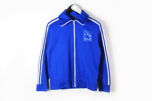 Vintage Adidas Track Jacket XSmall / Small blue 70's made in Hong Kong windbreaker full zip