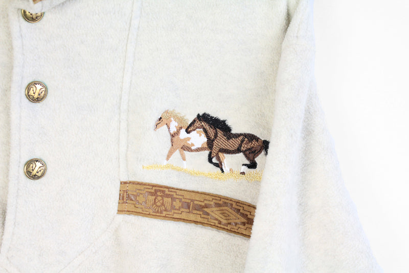 Vintage Horse Embroidery Fleece Large