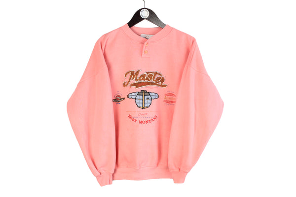 Vintage Sweatshirt Small size men's unisex oversize pink pullover big logo retro sweat 90's 80's street style old school outfit