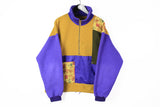 Vintage Eider Fleece Half Zip Large / XLarge purple yellow 90s sport style ski winter outdoor sweater