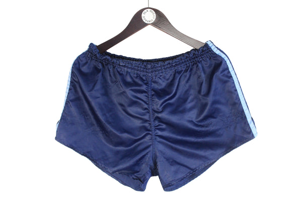 Vintage Adidas Shorts Large size men's navy blue elastic above the knee length 90's 80's style sport clothing authentic athletic brand made in West Germany