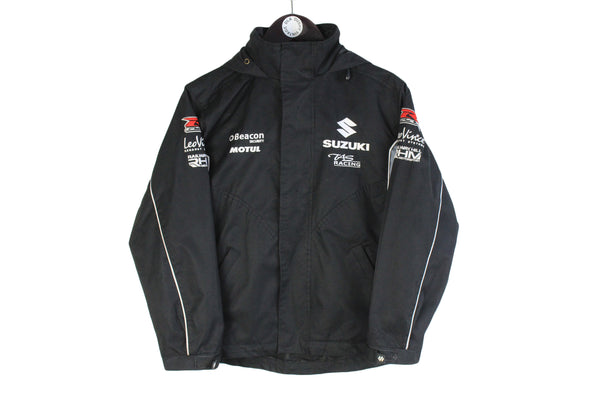 Vintage Suzuki Jacket XSmall size racing race style windbreaker hooded 90's 80's style big logo car motor warm retro clothing