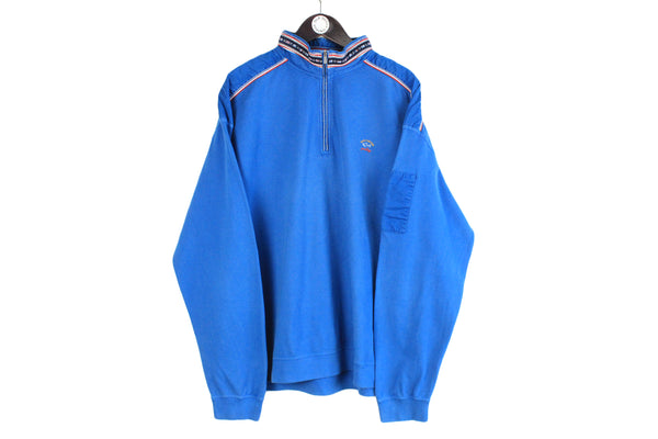 Vintage Paul & Shark Sweatshirt XXXXLarge size men's blue pullover 1/4 zip classic basic authentic athletic jumper 90's street style wear 