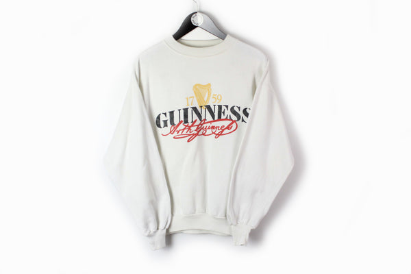 Vintage Guinness Sweatshirt Medium white big logo 80's beer crewneck