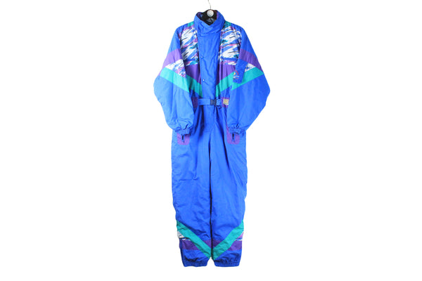 Vintage Ski Suit Small / Medium blue 90s retro jumpsuit coveralls sport style abstract pattern blue