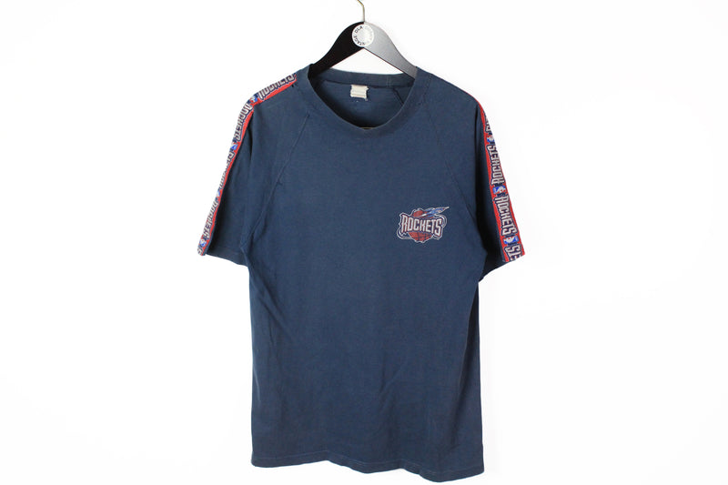 Vintage Champion Houston Rockets T-Shirt XLarge blue 90s big logo retro style tee