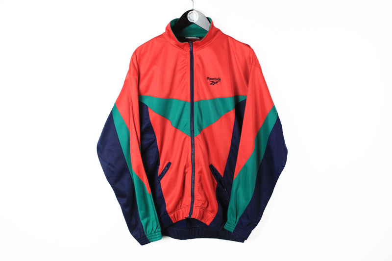 Vintage Reebok Track Jacket Large red green 90's full zip