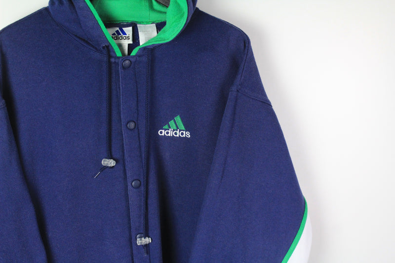 Vintage Adidas Snap Buttons Hoodie Medium