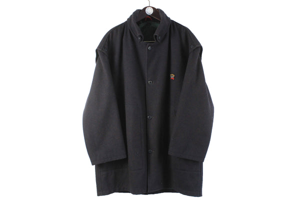 Vintage Paul & Shark Coat XLarge navy blue wool 90s 00s made in Italy jacket