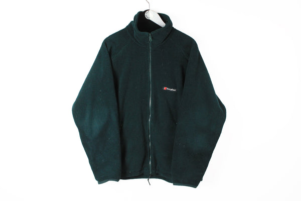 Vintage Berghaus Fleece Full Zip XLarge black 90's green jumper