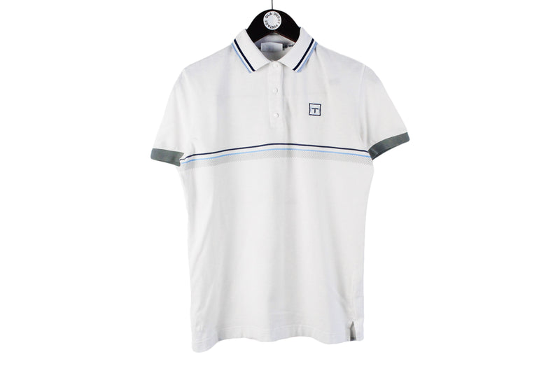 Vintage Sergio Tacchini T-Shirt Medium white 00s retro tennis classic sport polo shirt