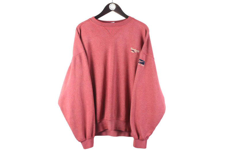 Vintage Reebok Sweatshirt XLarge / XXLarge red crewneck oversize 90s small logo retro sport jumper 