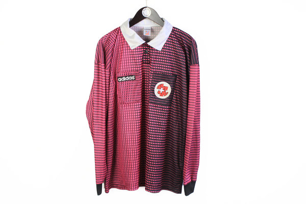 Vintage Adidas Switzerland Team Long Sleeve T-Shirt XLarge sport football Jersey 90s retro style rave polyester shirt