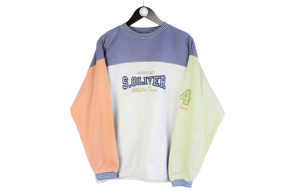 Vintage s.Oliver Sweatshirt Large size multicolor big logo sport style authentic cotton jumper retro crewneck 90's pullover
