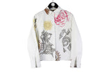  Roberto Cavalli Blouse Women’s 42 white floral pattern shirt authentic classic luxury shirt