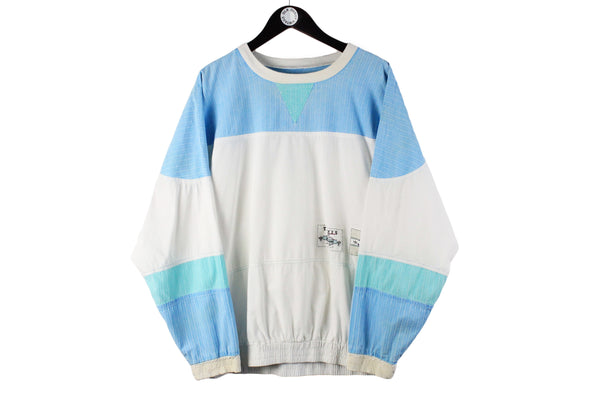 Vintage Adidas Sport Suit Large white blue sweatshirt and sweatpants retro tracksuit 90s sportswear