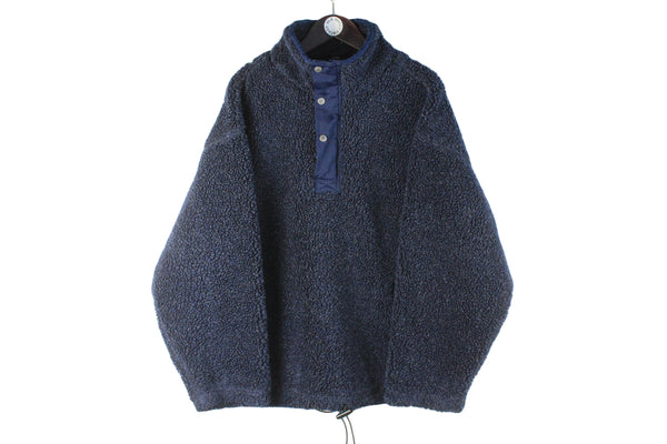 Vintage Fleece Medium navy blue 90s retro sport style jumper sweater winter style ski wear