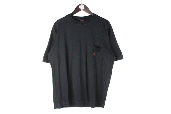Vintage Paul & Shark T-Shirt Large black small logo oversized retro made in Italy cotton shirt