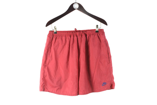 Vintage Nike Swimming Shorts Large red big logo swimming summer sport style 90s shorts