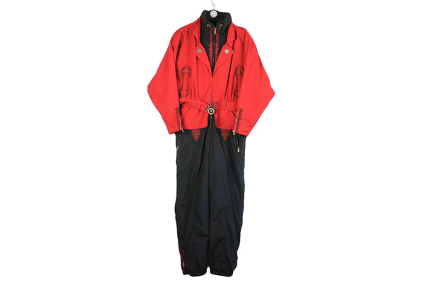 Vintage Bogner Ski Suit Small / Medium size men's ski mountain wear extreme outdoor winter suit coverall warm puffer luxury wear 90's style outfit sport style athletic clothing rare red black bright jacket