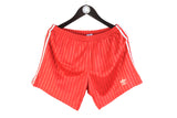 Vintage Adidas Shorts Large red basic summer wear pants sport 90's style retro germany above the knee 3 strips brand