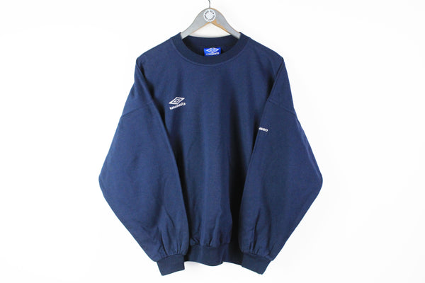 Vintage Umbro Sweatshirt Medium navy blue small logo 90s sport jumper