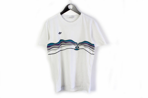 Vintage Adidas Ivan Lendl T-Shirt Medium white big logo 90s tennis court tee