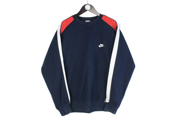 Vintage Nike Sweatshirt Medium / Large size sport style USA retro pullover crewneck cotton jumper navy blue authentic athletic sweat