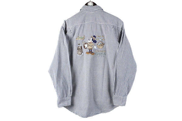 Vintage Donaldson Mickey Mouse Shirt Medium 90s minnie mouse retro plaid pattern blouse Walt Disney shirt