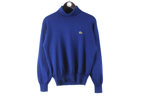 Vintage Lacoste Turtleneck Sweater Small blue 90s casual made in France retro rare jumper