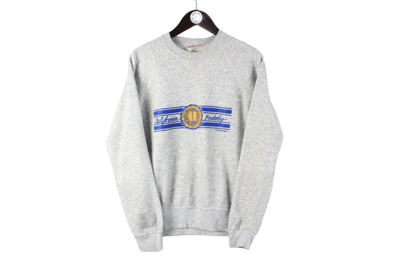 Vintage Berkeley University of California Sweatshirt Small made in USA gray big logo 80s 90s retro sport jumper