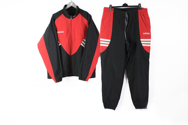 Vintage Adidas Tracksuit Double Sided Jacket XLarge red black 90s sport 