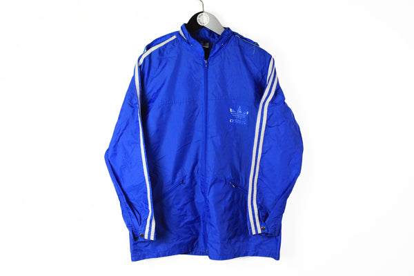 Vintage Adidas Jacket Medium blue full zip windbreaker 80s style hooded light wear