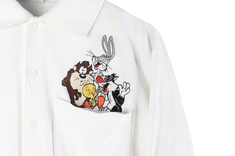 Vintage Looney Tunes Long Sleeve Polo T-Shirt Small