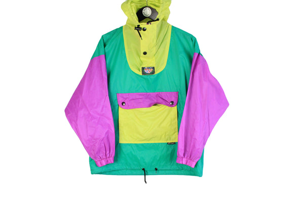 Vintage K-Way Jacket XSmall size men's unisex bright multicolor 90's 80's style rainresist windbreaker hooded anorak