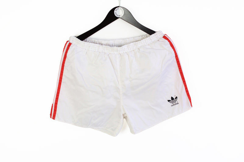 Vintage Adidas Shorts Medium / Large white red 90s 80s polyester retro style classic summer running shorts