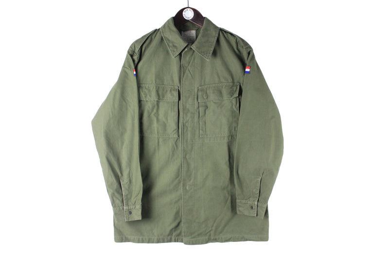 Vintage Military Shirt Medium green Netherlands army jacket 90s 80s