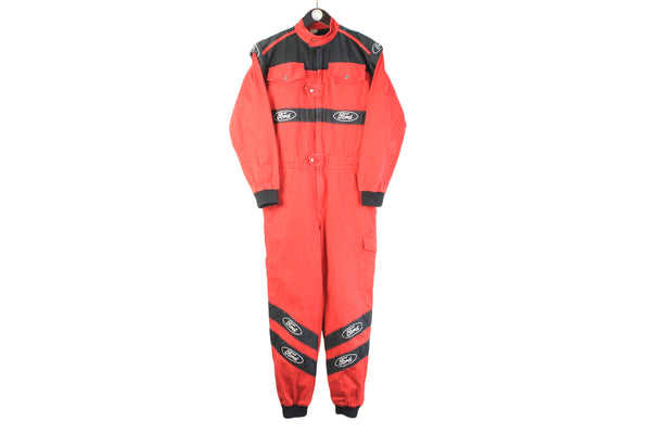 Vintage Ford Coveralls Small / Medium red big logo 90s retro long sleeve jumpsuit racing 90s racer mechanic  sport suit