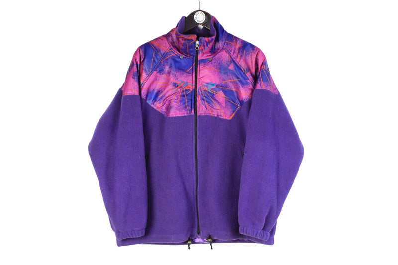 Vintage Fleece Small size full zip purple bright sweatshirt winter warm jacket ski extreme sport clothing unisex outdoor 