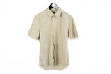 Vintage Jil Sander Blouse Women's 40 beige half sleeve shirt 90s made in Italy tailor made