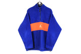 Vintage Helly Hansen Fleece XLarge size bright blue 90's 80's style ski mountain winter pullover 1/4 zip sweatshirt colorfull rare clothing oversize sweater