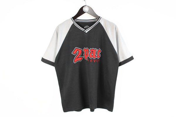 Vintage 2pac T-Shirt Small / Medium 4ever 90s hip hop black big logo jersey tee