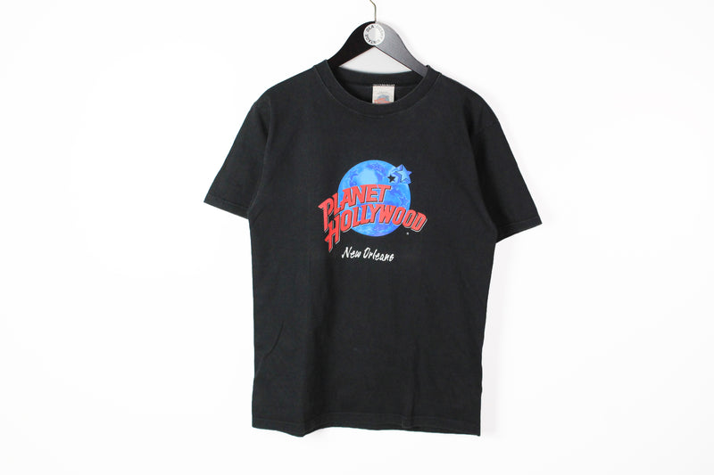 Vintage Planet Hollywood New Orleans T-Shirt Medium black big logo cotton 90s tee made in USA