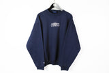 Vintage Umbro Sweatshirt Large big logo navy blue 90s sport style UK jumper
