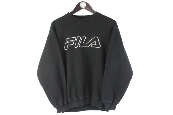 Vintage Fila Sweatshirt Small black big logo 90s 00s crewneck sport style oversize jumper