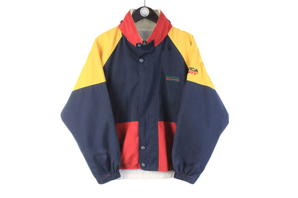  Vintage Nautica Double Sided Jacket Small multicolor blue yellow retro sport style windbreaker 90s outdoor 