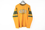 Vintage Nike Long Sleeve T-Shirt Large yellow sweatshirt big logo 90s sport tee